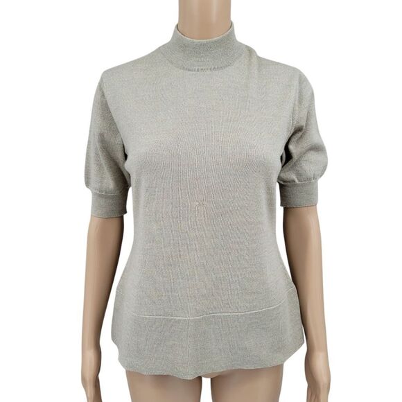 J. Peterman Co Italian Wool Sweater Set Mock Neck Short Sleeves Cardigan Long - Picture 2 of 12